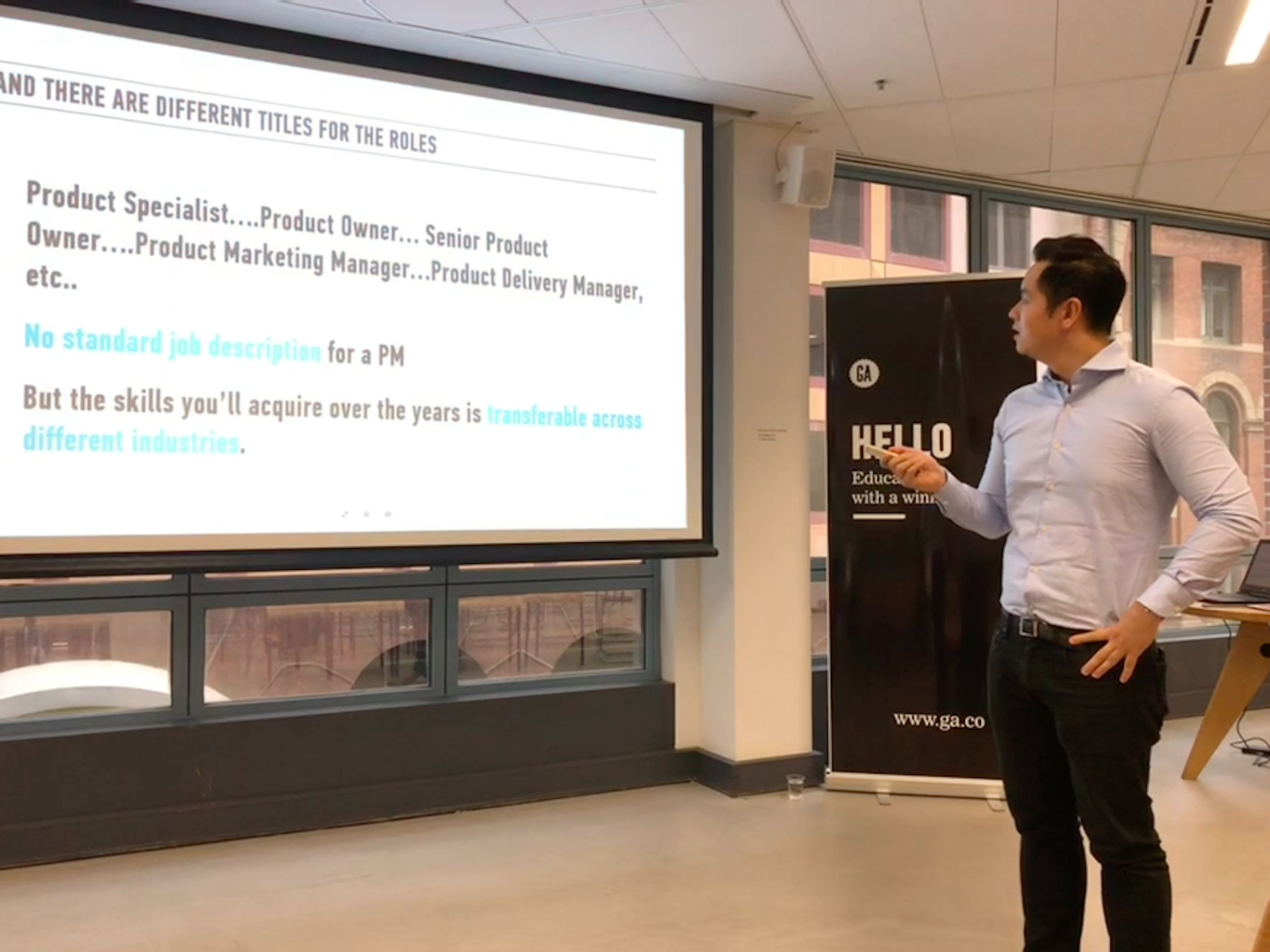 Dave teaching a product management class at General Assembly